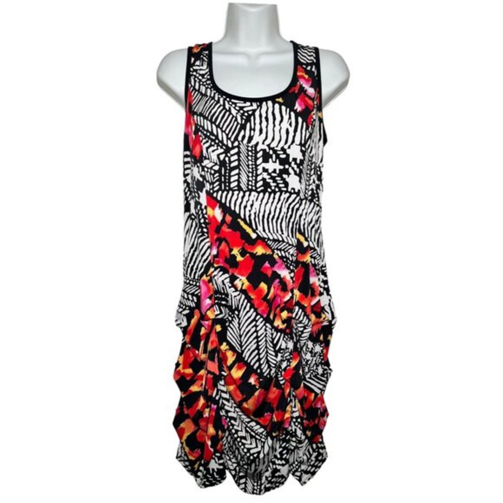 Joseph Ribkoff Mixed Print Sleeveless Ruched Mini Dress Abstract Multicolor 12